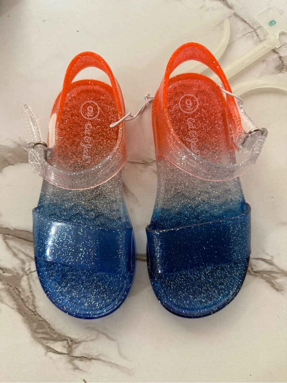& Other Stories Girls Glitter Ombre Jelly Sandals in Blue and Orange